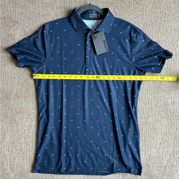 NEW G/FORE Performance Golf Polo Navy/Multicolor Star Print Men's Size M - Picture 8 of 11